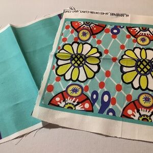 2 Latina Designs Cotton Squares, Turquoise